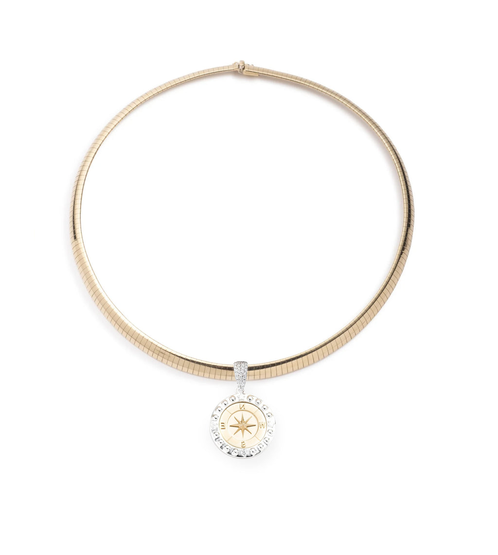 18K Yellow Gold Internal Compass : Medium Sleek Collar Necklace – FoundRae