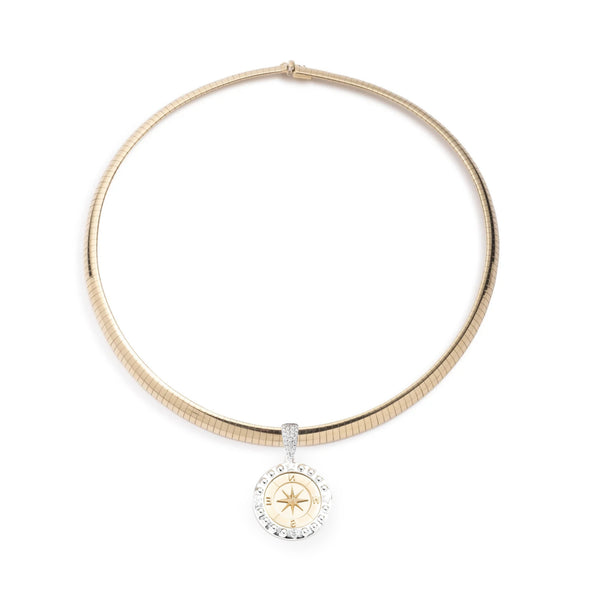 Internal Compass | Medium Sleek Collar Necklace | Diamonds, Mixed Gold