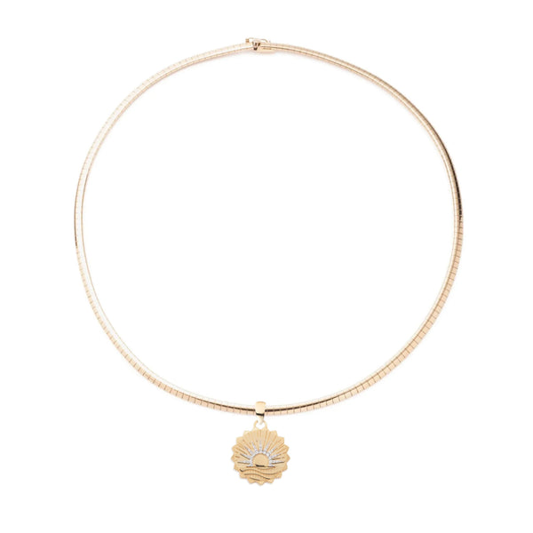 Internal Compass | New Beginnings Small Sleek Collar Necklace | Diamonds, Yellow Gold