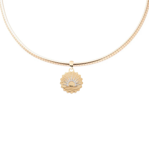 Internal Compass | New Beginnings Small Sleek Collar Necklace | Diamonds, Yellow Gold