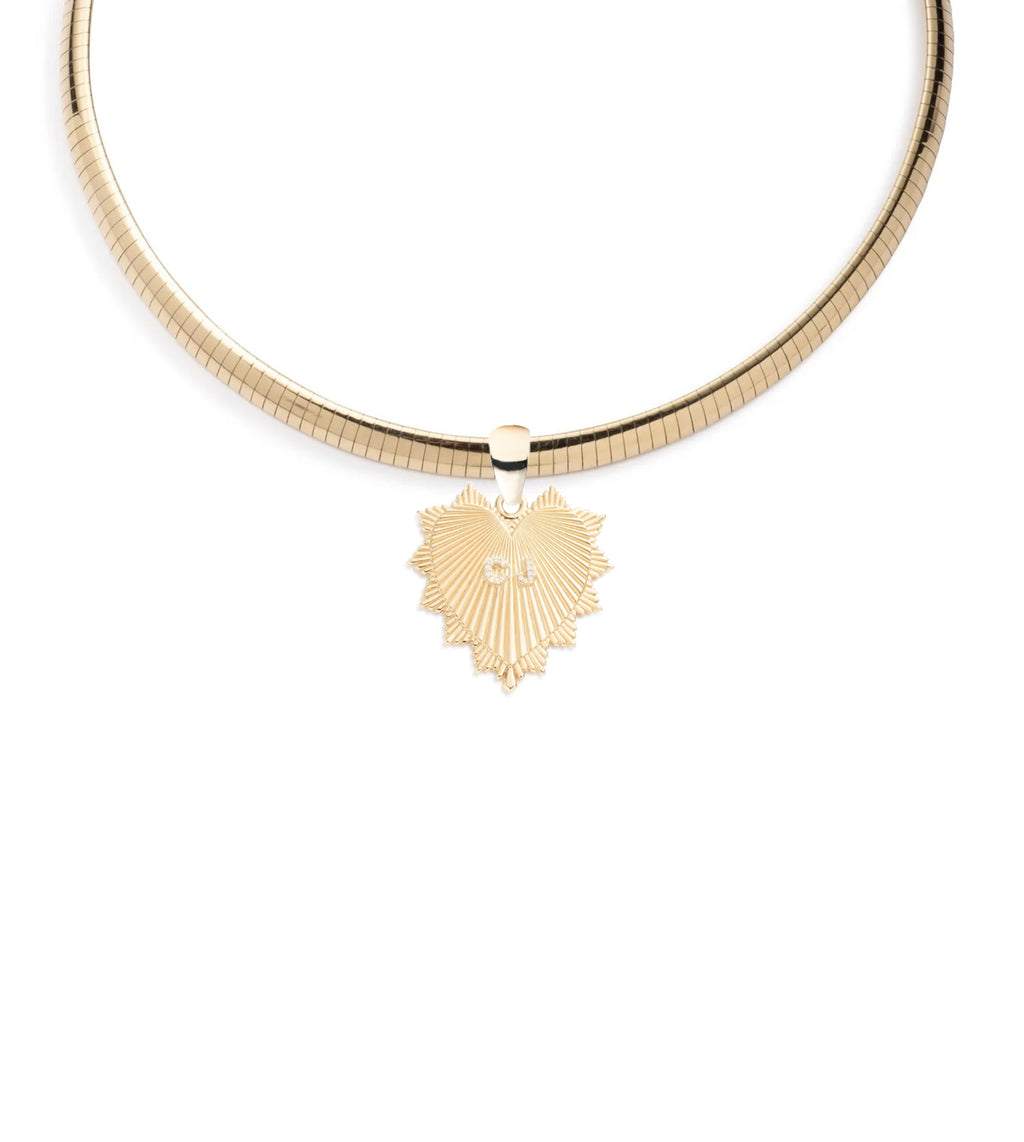 Custom Centered Heart Love Token : Medium Sleek Collar Necklace view 1