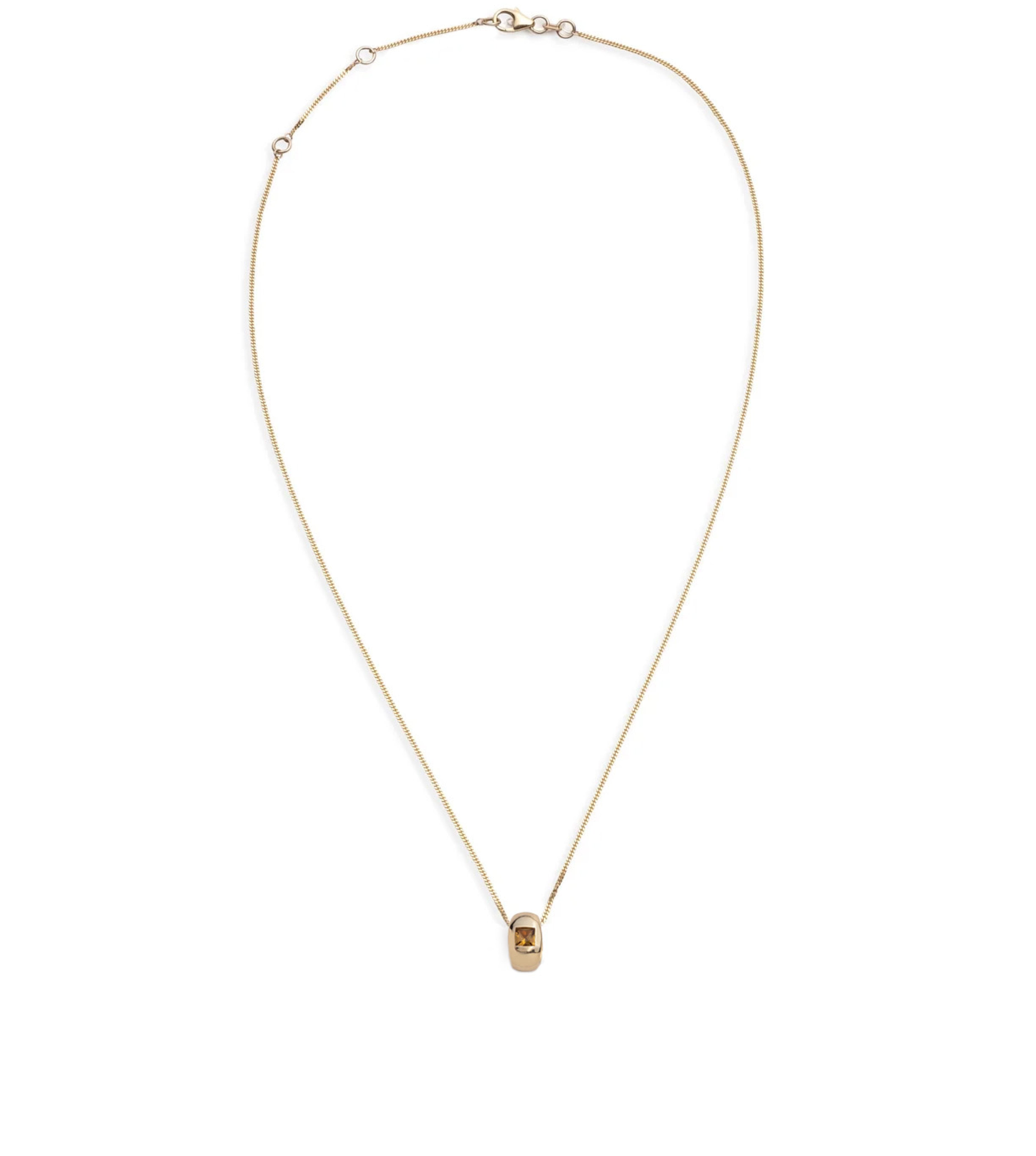 Princess Cut Champagne Citrine - Love : Fine Diamond Cut Curb Necklace