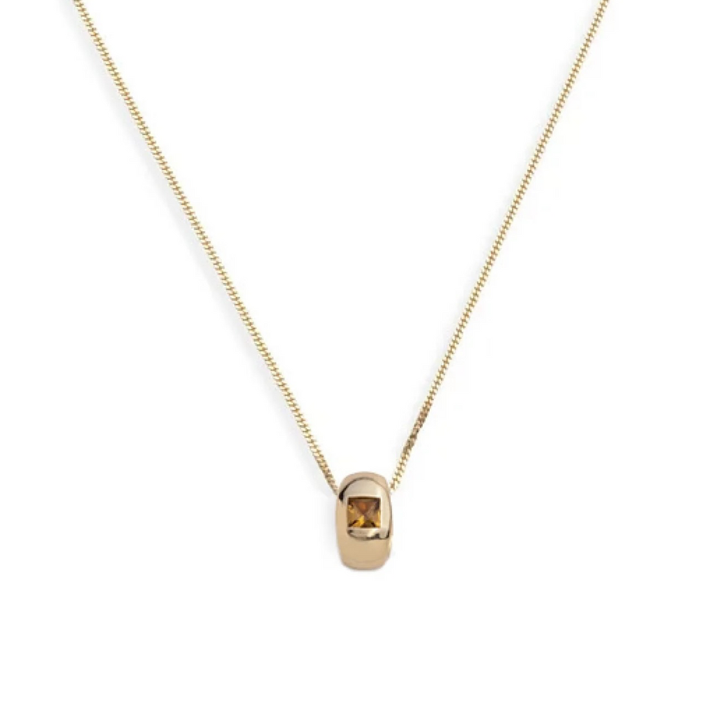 Princess Cut Champagne Citrine - Love : Fine Diamond Cut Curb Necklace view 1