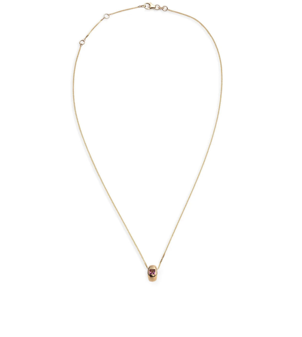 18K Yellow Gold Princess Cut Pink Tourmaline - Love : Fine Diamond Cut Curb Necklace – FoundRae