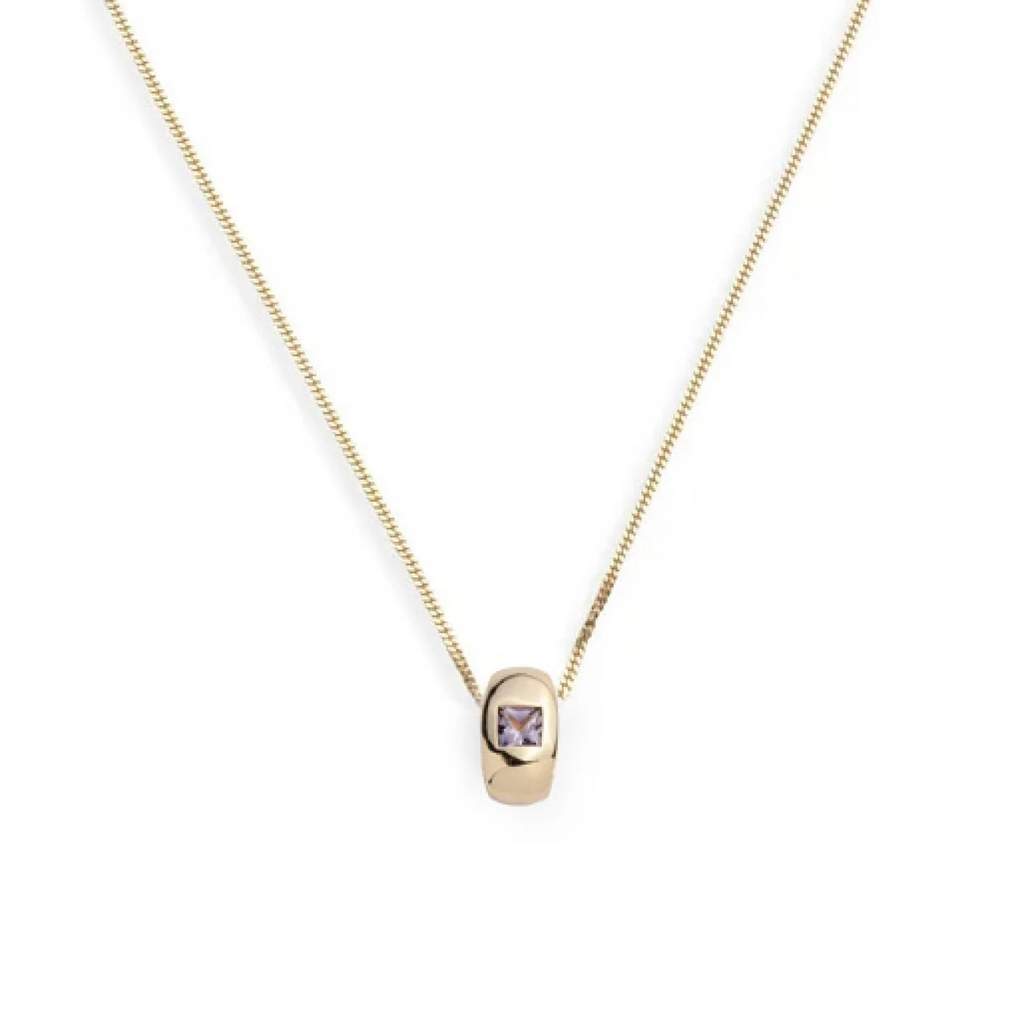 Princess Cut Violet Spinel - Love : Fine Diamond Cut Curb Necklace view 1