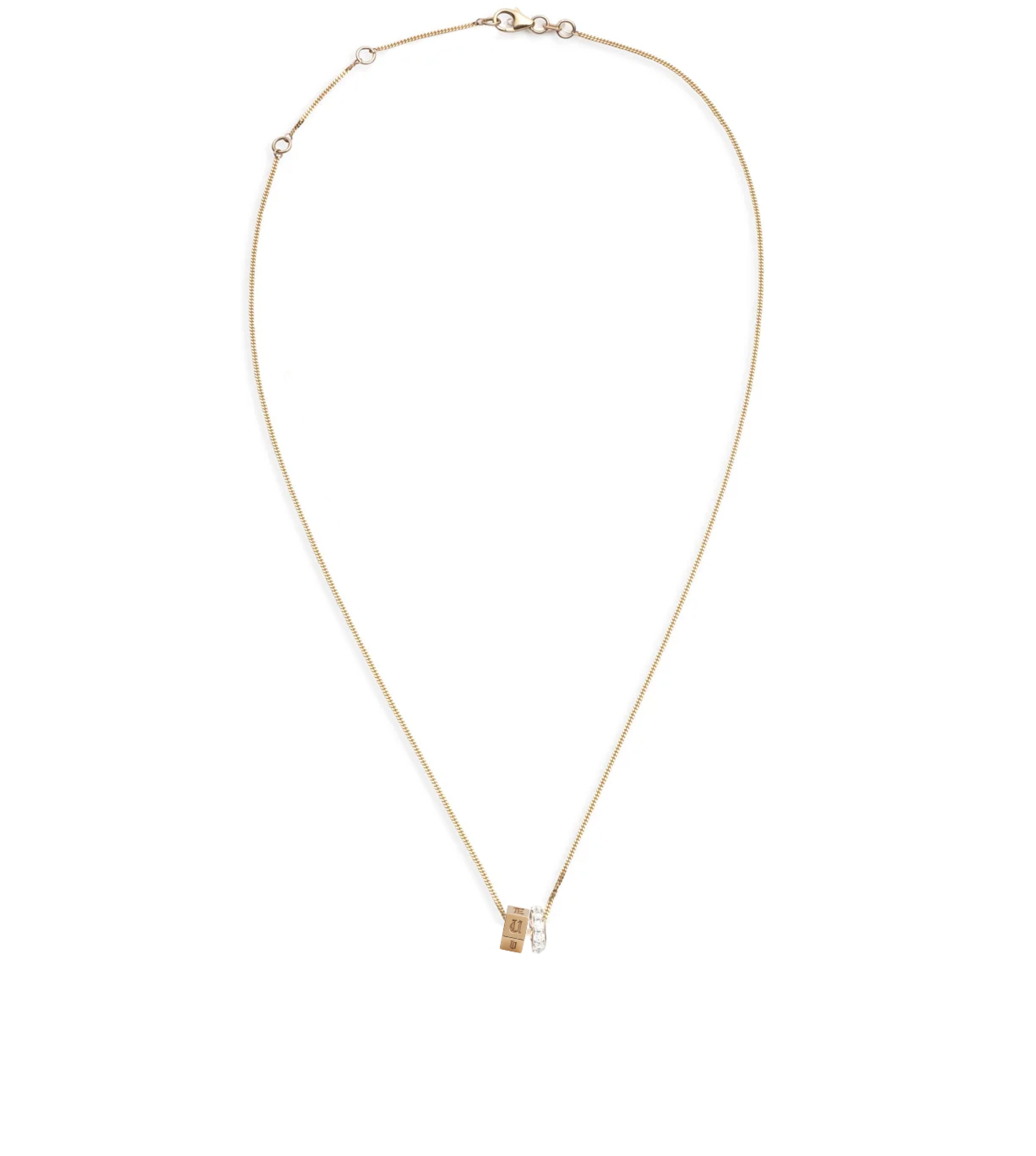 Engravable and Pave Heart Beat : Fine Diamond Cut Curb Necklace