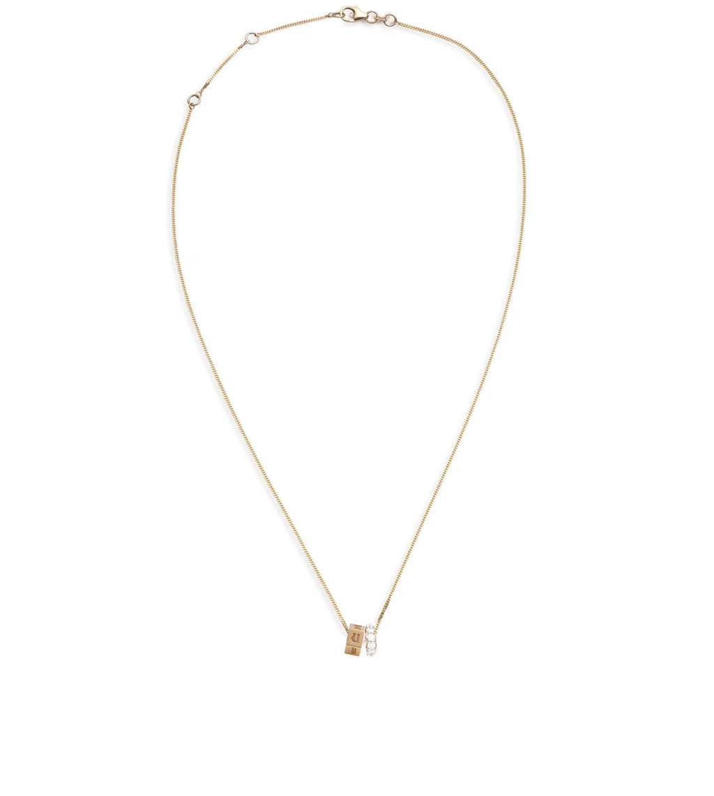 18K Yellow Gold Engravable and Pave Heart Beat : Fine Diamond Cut Curb Necklace – FoundRae