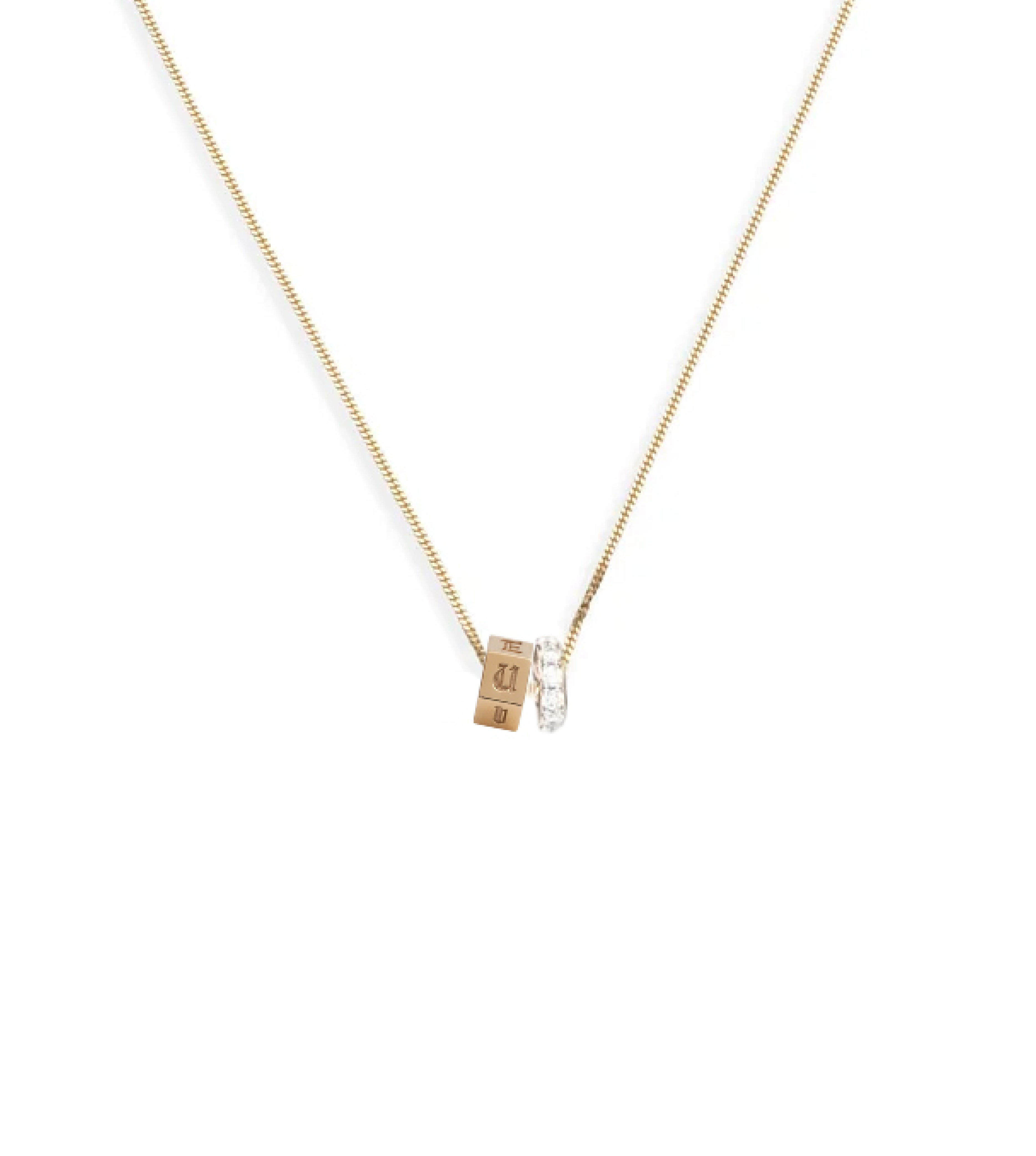 Engravable and Pave Heart Beat : Fine Diamond Cut Curb Necklace