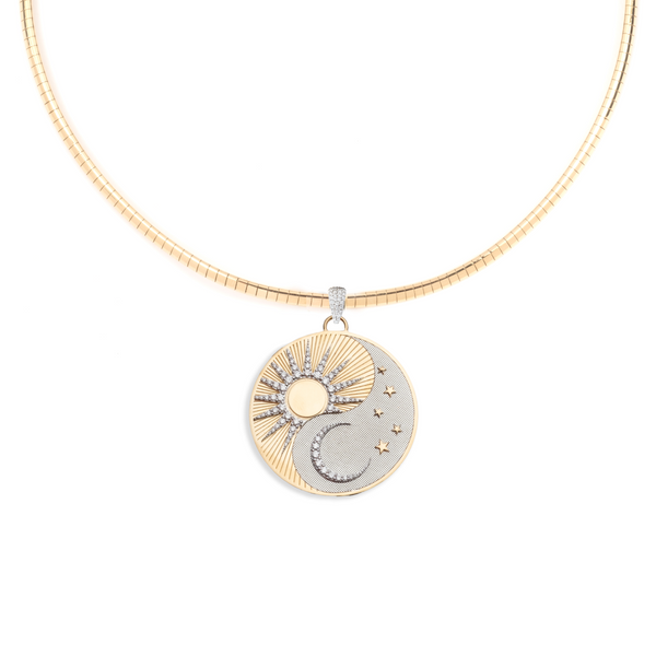 Wholeness | Balance Small Sleek Collar Necklace | Diamonds, Mixed Gold