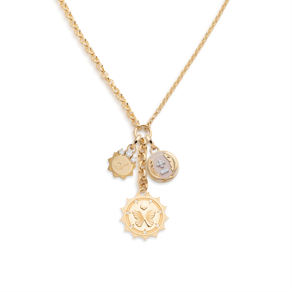 18K Yellow Gold Reverie, Vivacity & Foundational Keys : Classic Fob Clip Extension Necklace Story – FoundRae view 1