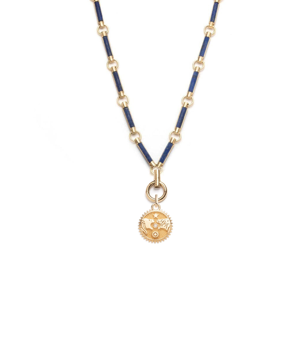 Solar & Lunar - Strength : Lapis Lazuli Hanging Clockweight Chain Necklace view 1