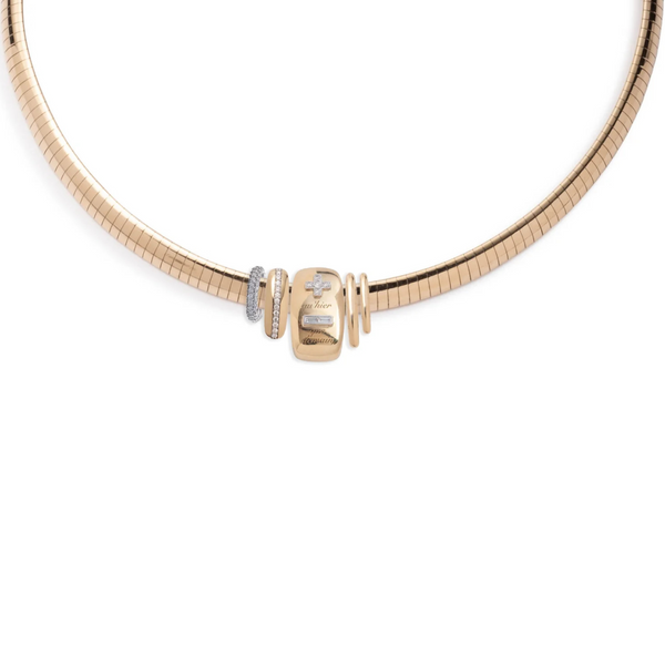 Vivacity - True Love | Ever Growing Love and Heart Slides Medium Sleek Collar Necklace | Diamonds, Yellow Gold
