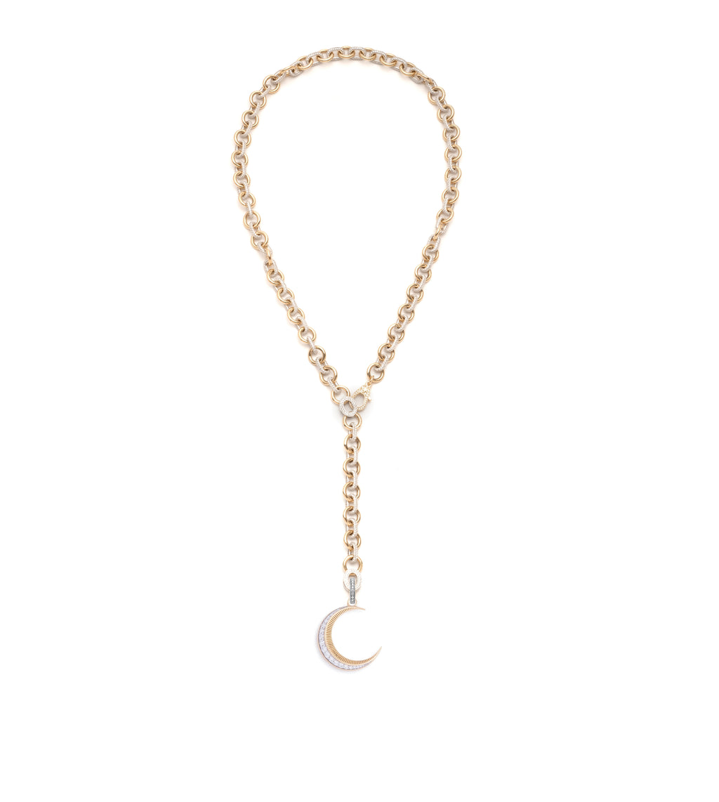 18K Mixed Gold Diamond Crescent - Karma : Pave Diamond Adjustable Sister Hook Necklace – FoundRae