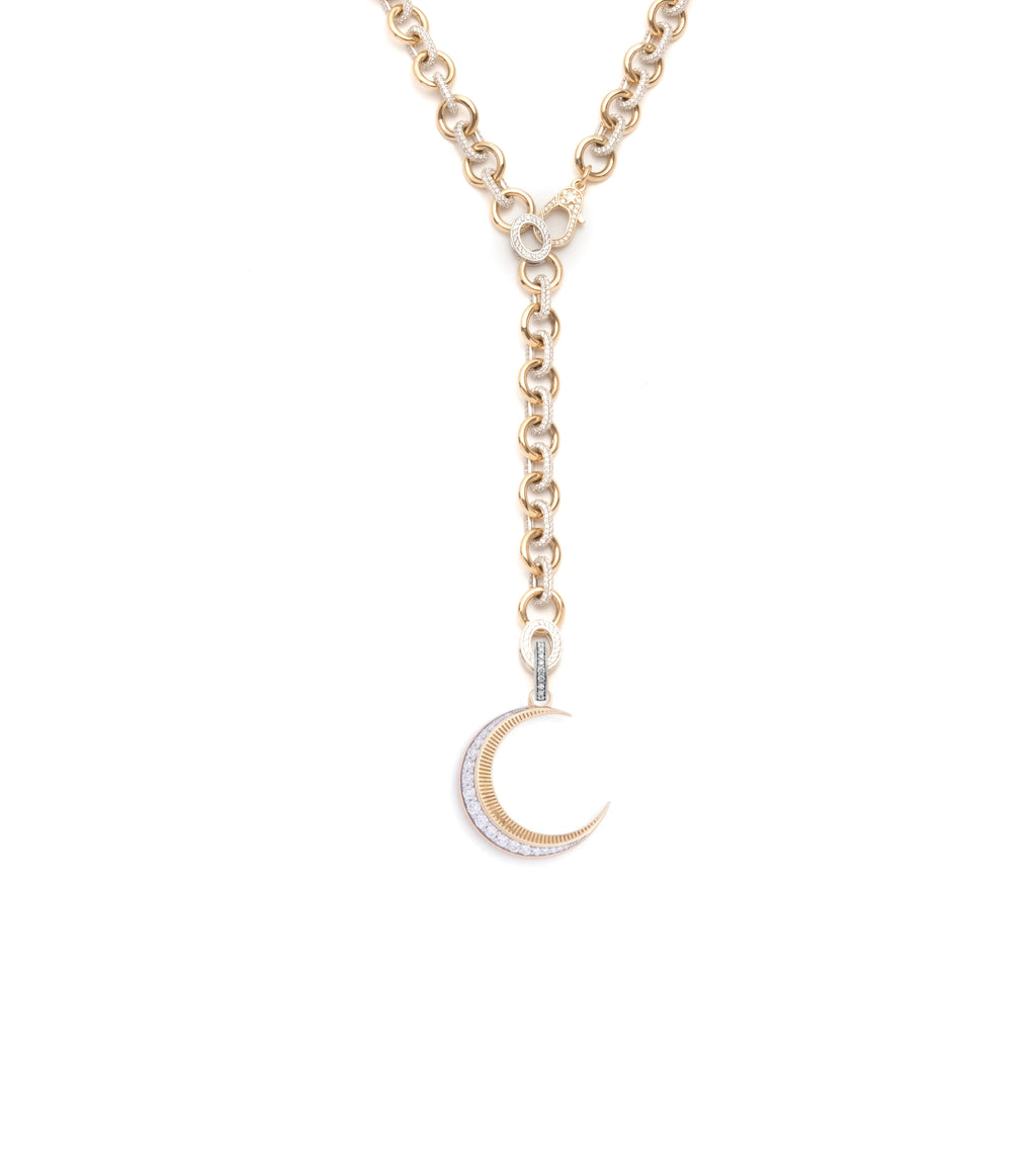 Diamond Crescent - Karma : Pave Diamond Adjustable Sister Hook Necklace view 1