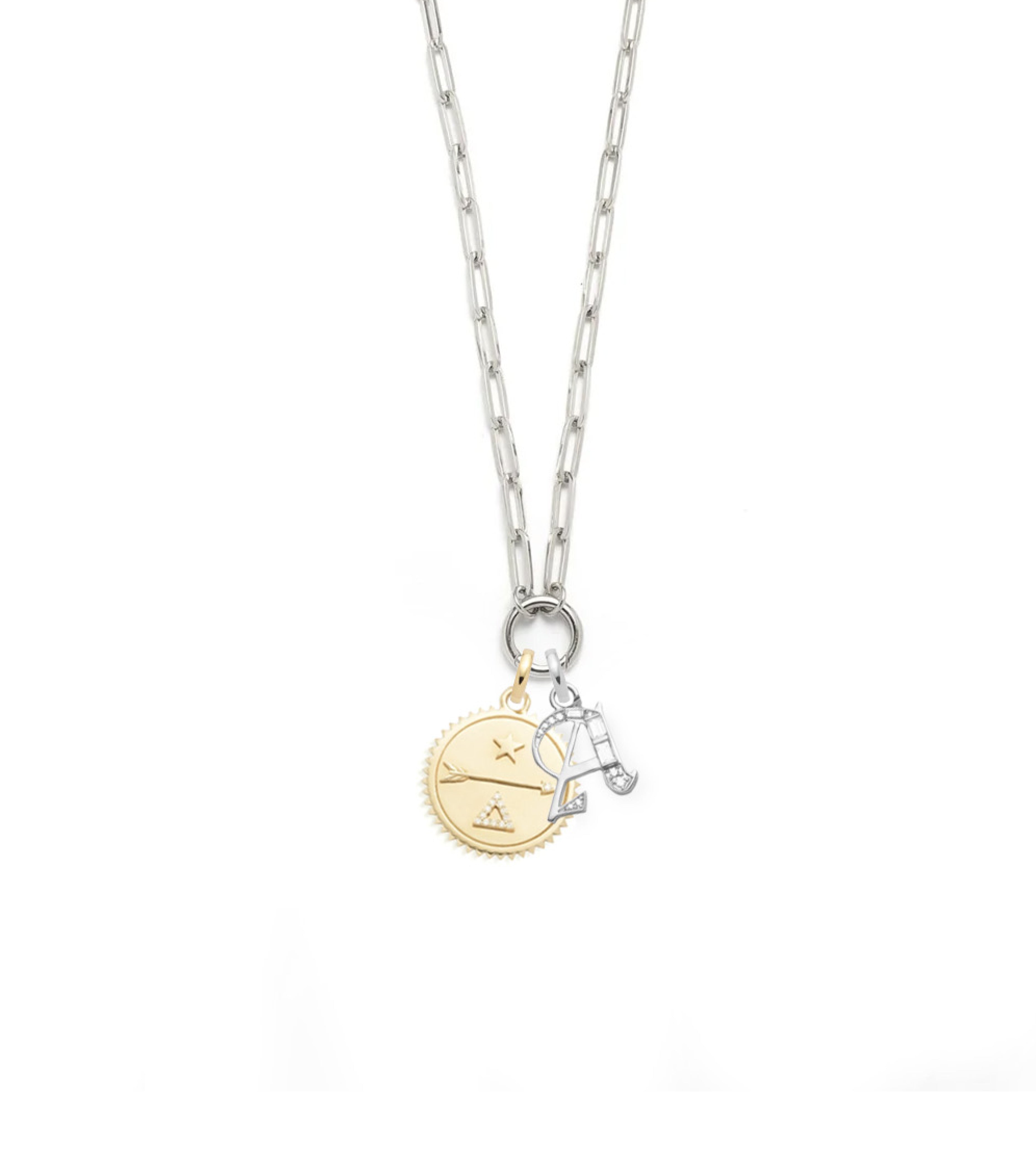 Dream & Initials : Classic Fob Open Clip Necklace