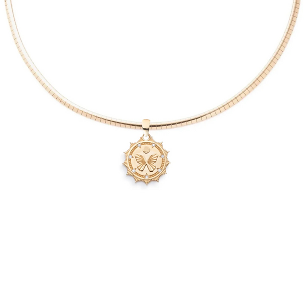Reverie | Butterfly Small Sleek Collar Necklace | Diamonds, Yellow Gold