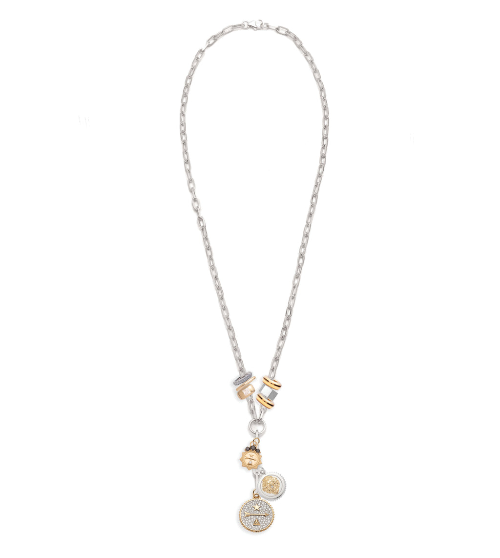 18K Mixed Gold Dream Refined Clip Necklace Story : in White Gold with Pave Diamonds – FoundRae