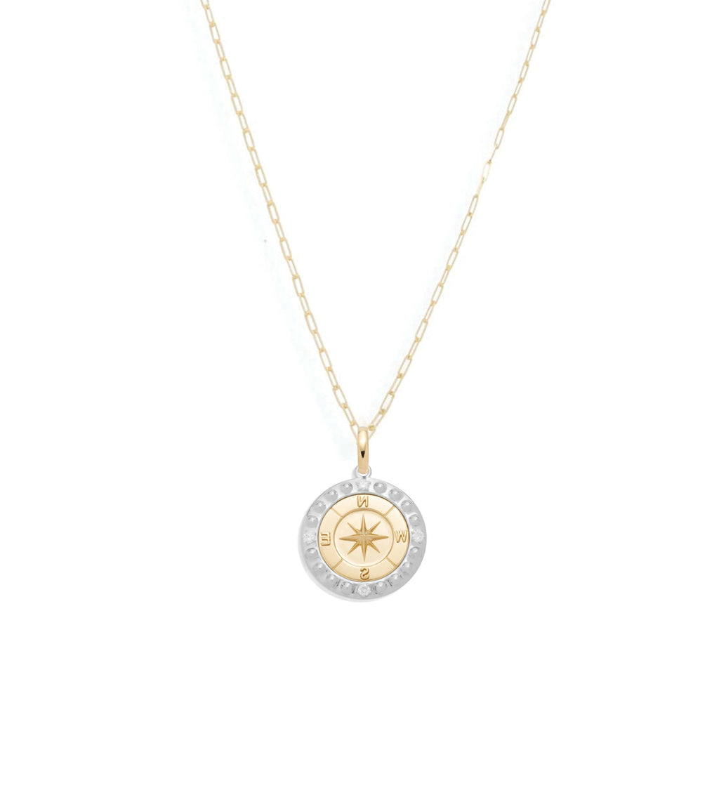 Internal Compass Superfine Clip Necklace : in Mixed Gold view 1