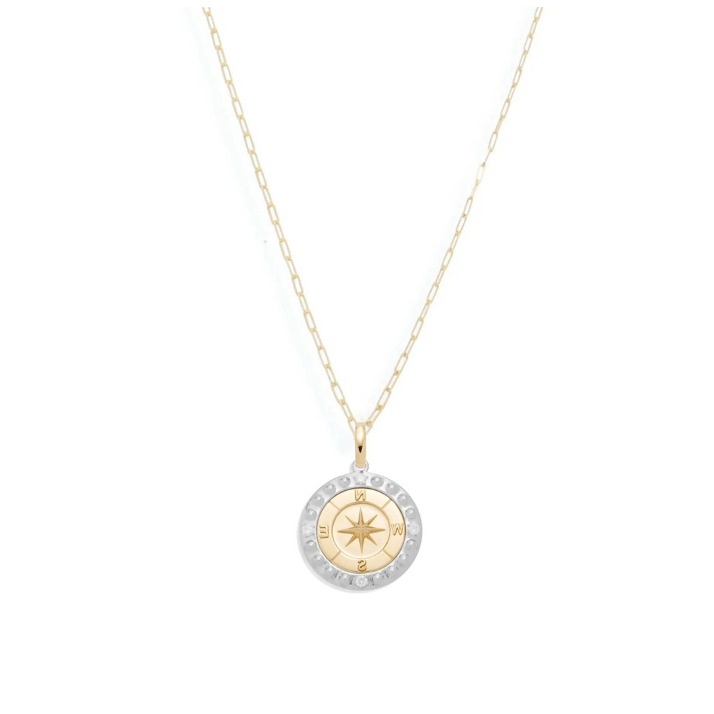 Internal Compass Superfine Clip Necklace : in Mixed Gold view 1