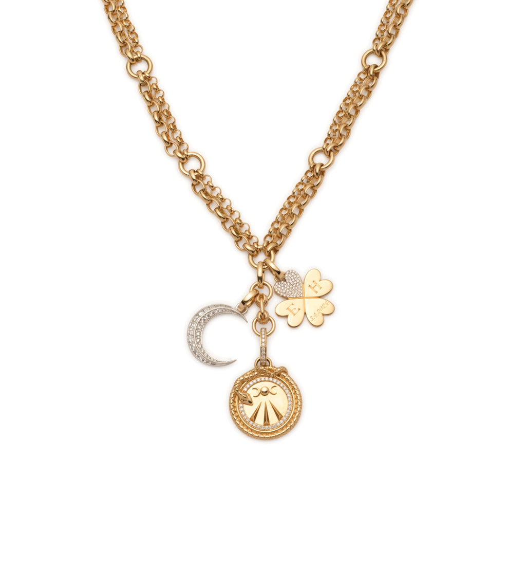 Wholeness Mixed Belcher Necklace Story : in Yellow Gold with Diamonds view 1