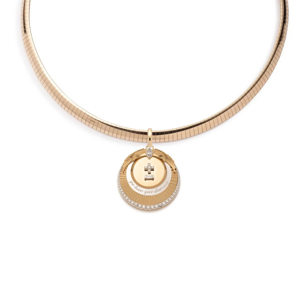 Vivacity Medium Sleek Collar Necklace : in Yellow Gold with Diamonds view 1