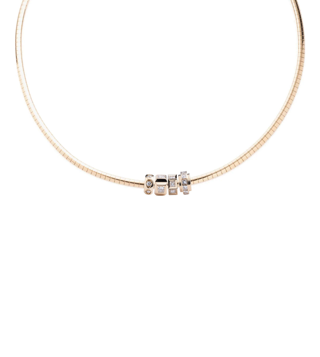 Heart Beat Small Sleek Collar Necklace : in Yellow Gold with Diamonds view 1