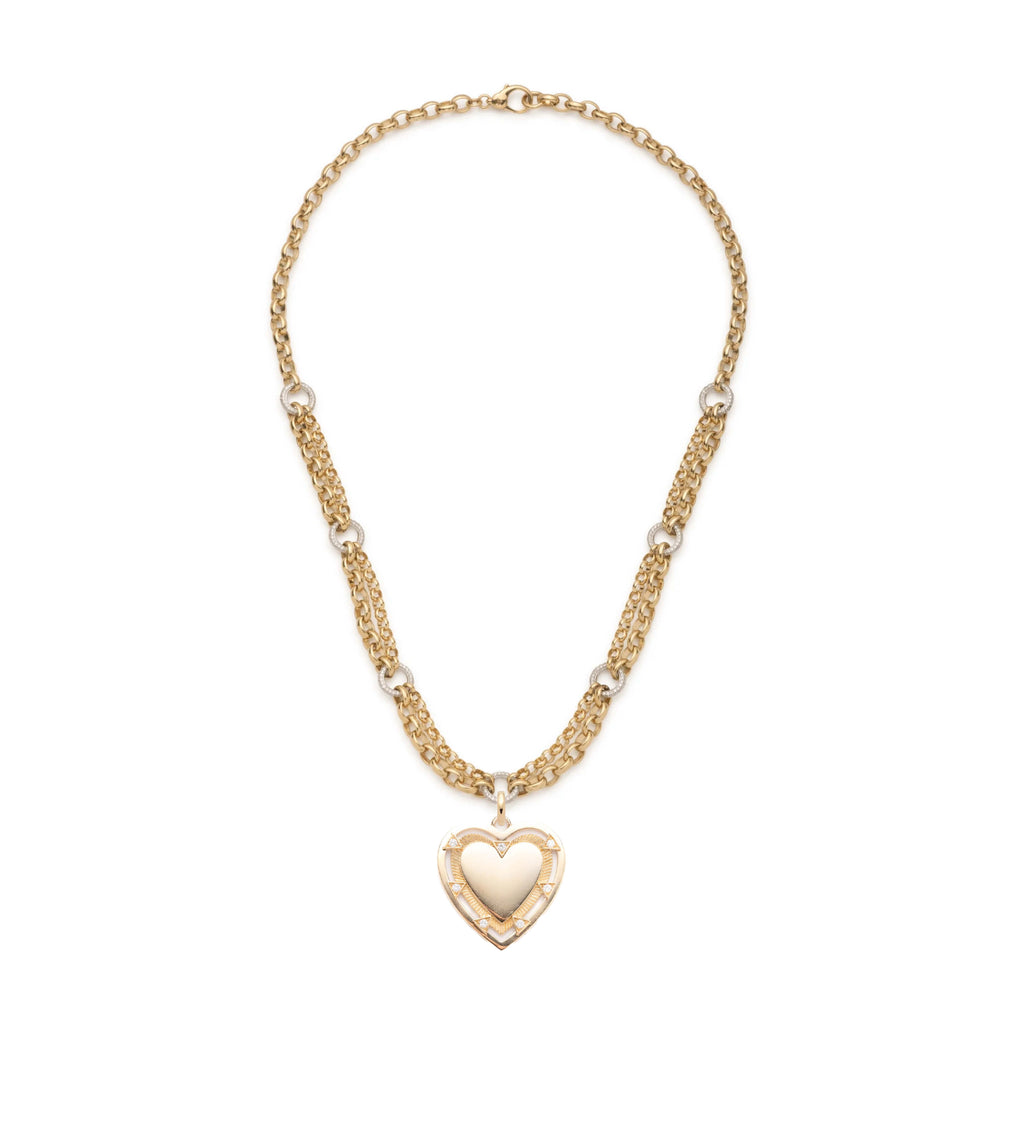 Heart Festoon Necklace : in Yellow Gold with Pave Diamonds view 2