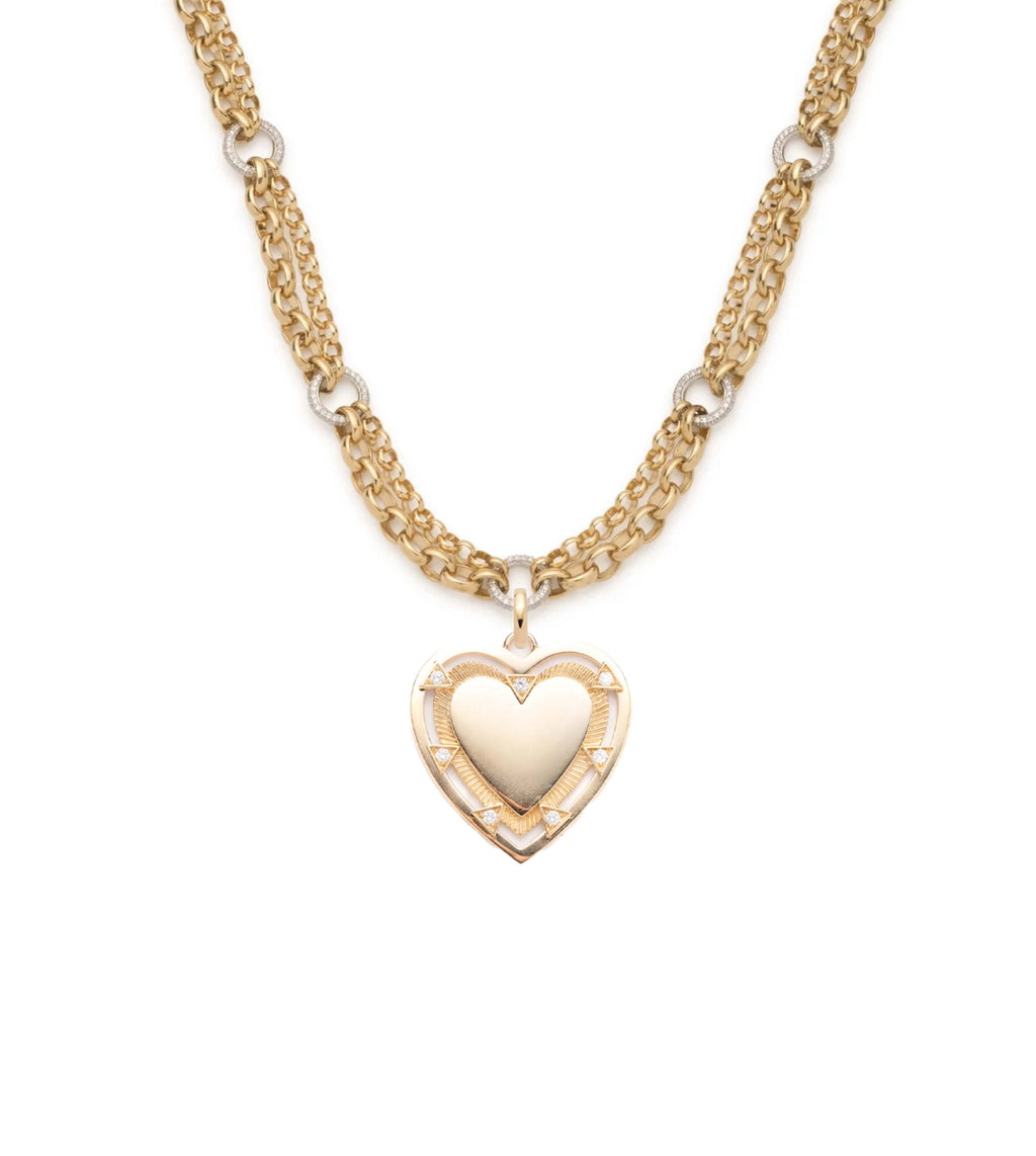 Heart Festoon Necklace : in Yellow Gold with Pave Diamonds view 1