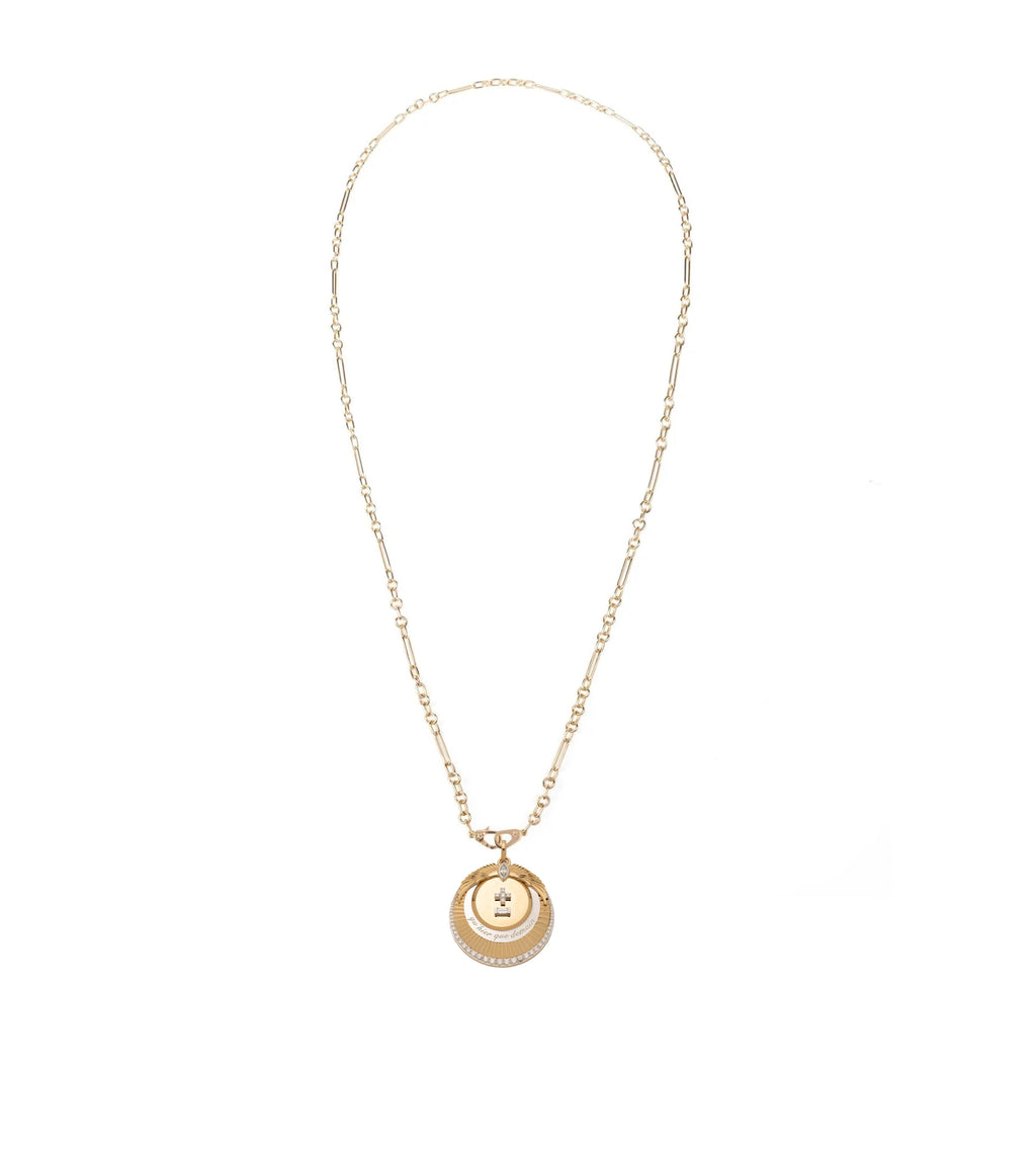 Vivacity Small Mixed Clip Necklace Story : in Yellow Gold with Diamonds view 2