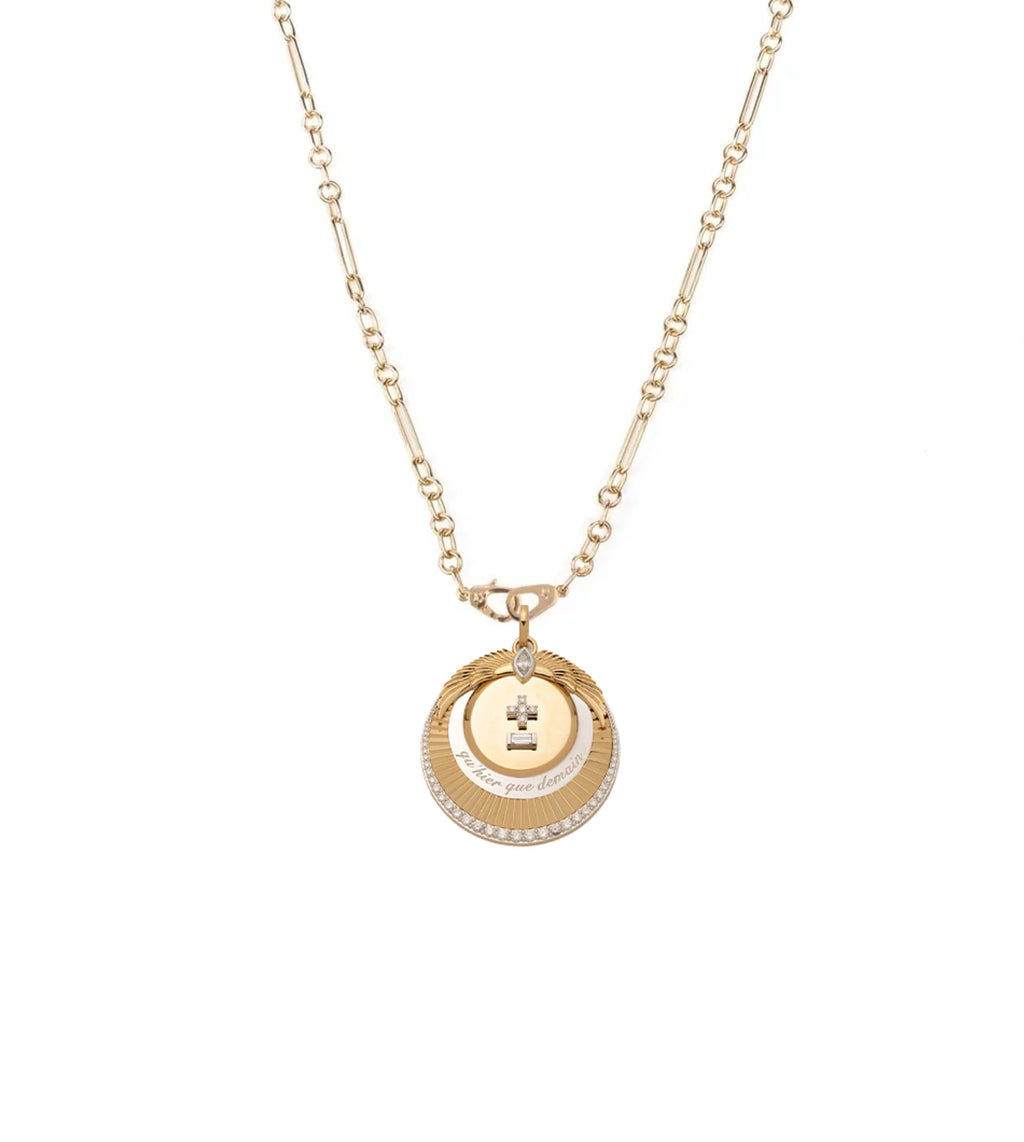 Vivacity Small Mixed Clip Necklace Story : in Yellow Gold with Diamonds view 1