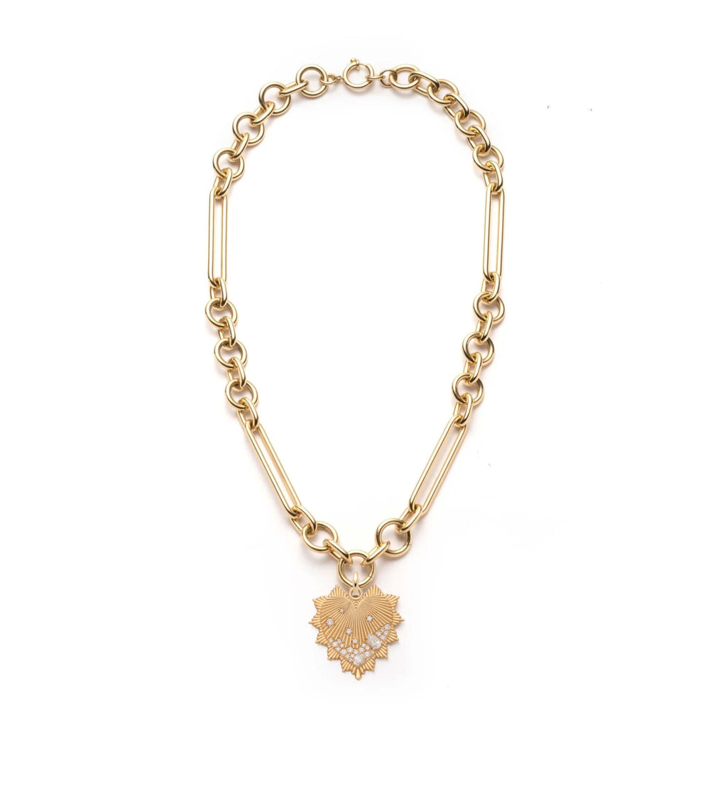 18K Yellow Gold Heart Love Token Oversized Mixed Clip Necklace : in Yellow Gold with Encrusted Diamonds – FoundRae