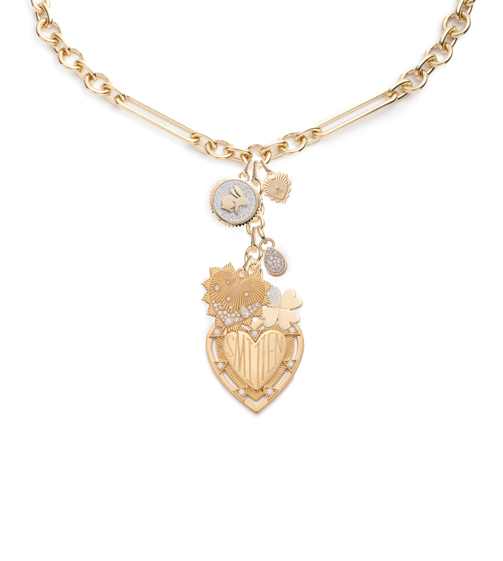 Engravable Midsize Mixed Clip Necklace : in Mixed Gold with Diamonds view 1