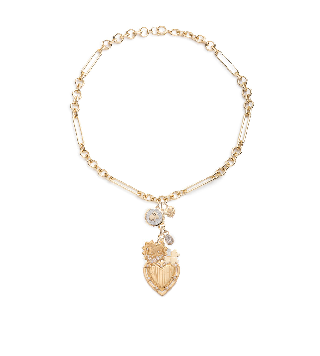 18K Mixed Gold Engravable Midsize Mixed Clip Necklace : in Mixed Gold with Diamonds – FoundRae