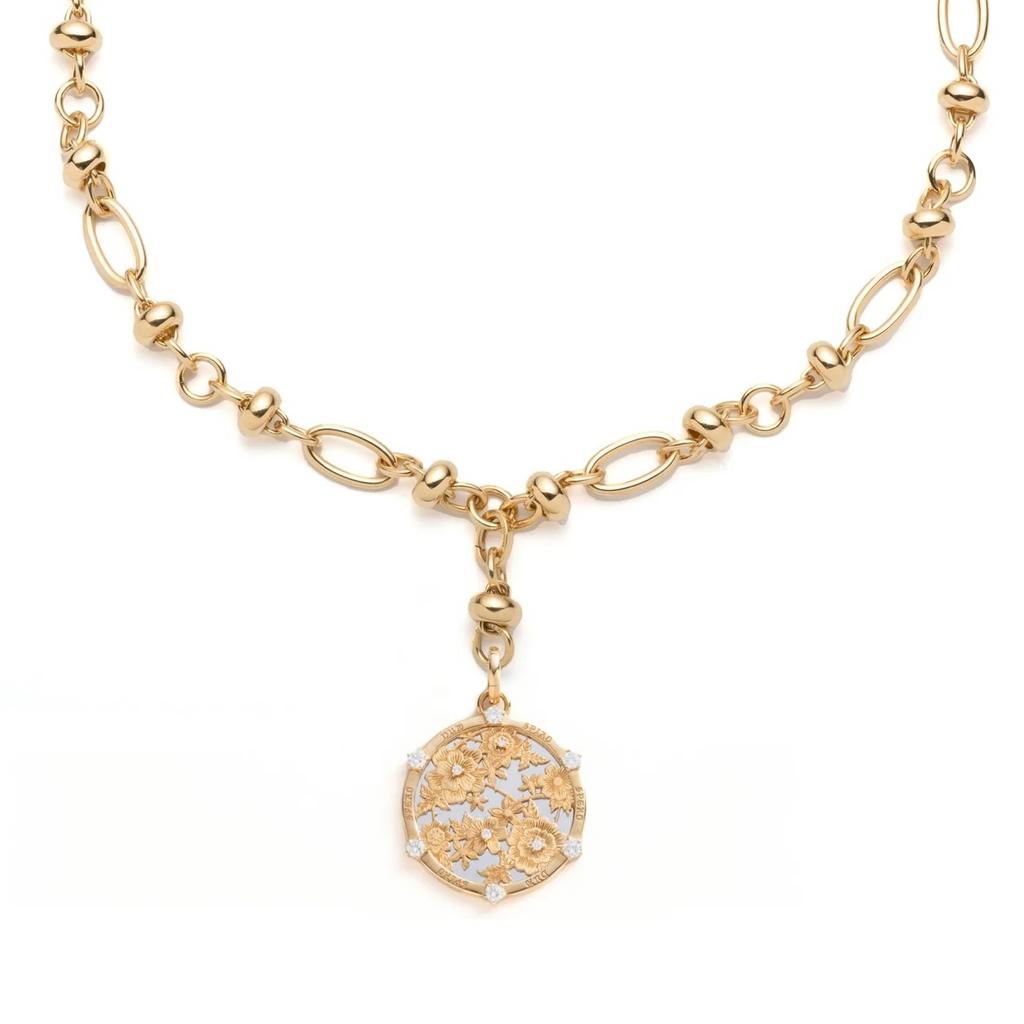 Resilience Orbit Extension Necklace : in Mixed Gold with Diamonds view 1