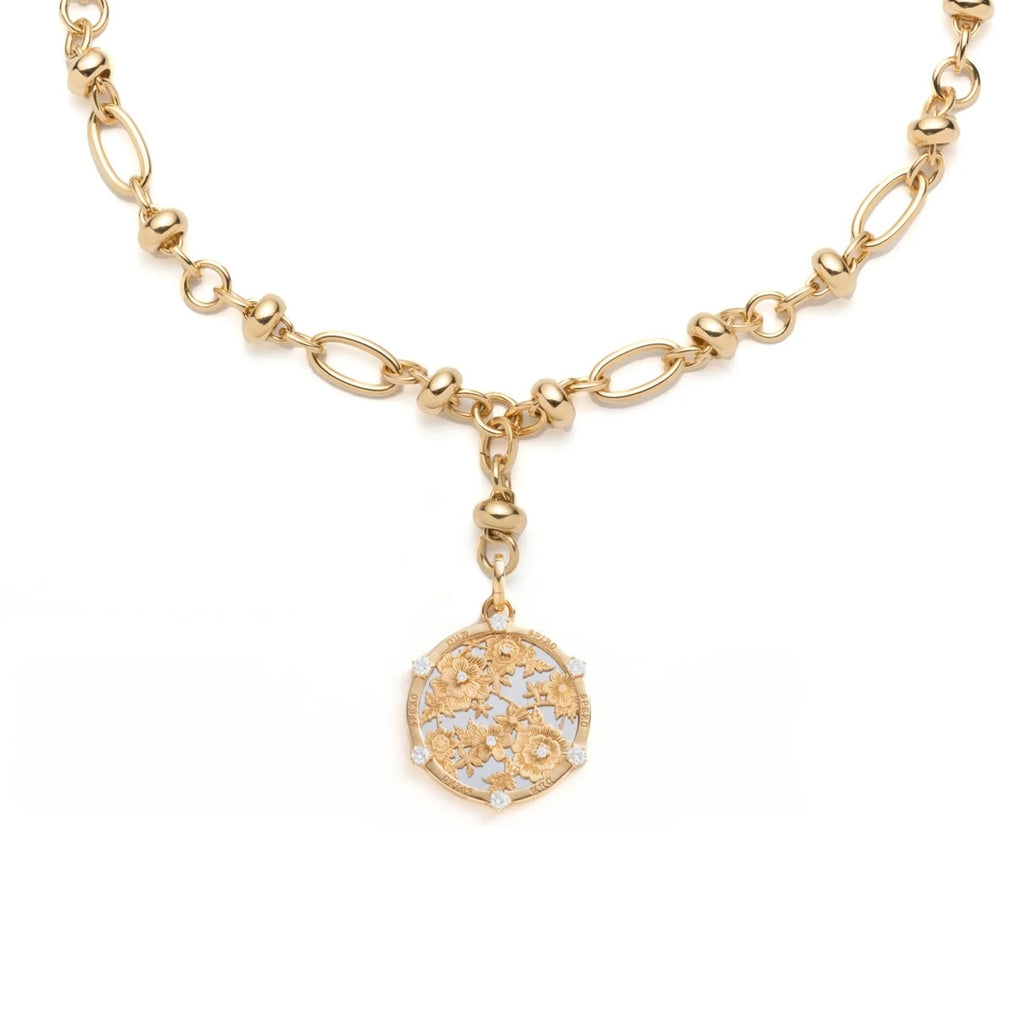 Resilience Orbit Extension Necklace : in Mixed Gold with Diamonds view 1