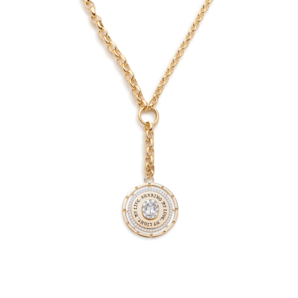 Lovestruck Commitment Heavy Belcher Necklace : in Yellow Gold with Cushion Diamond view 1