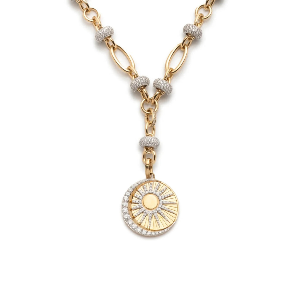 Balance Orbit Extension Necklace : in Yellow Gold with Diamonds view 1