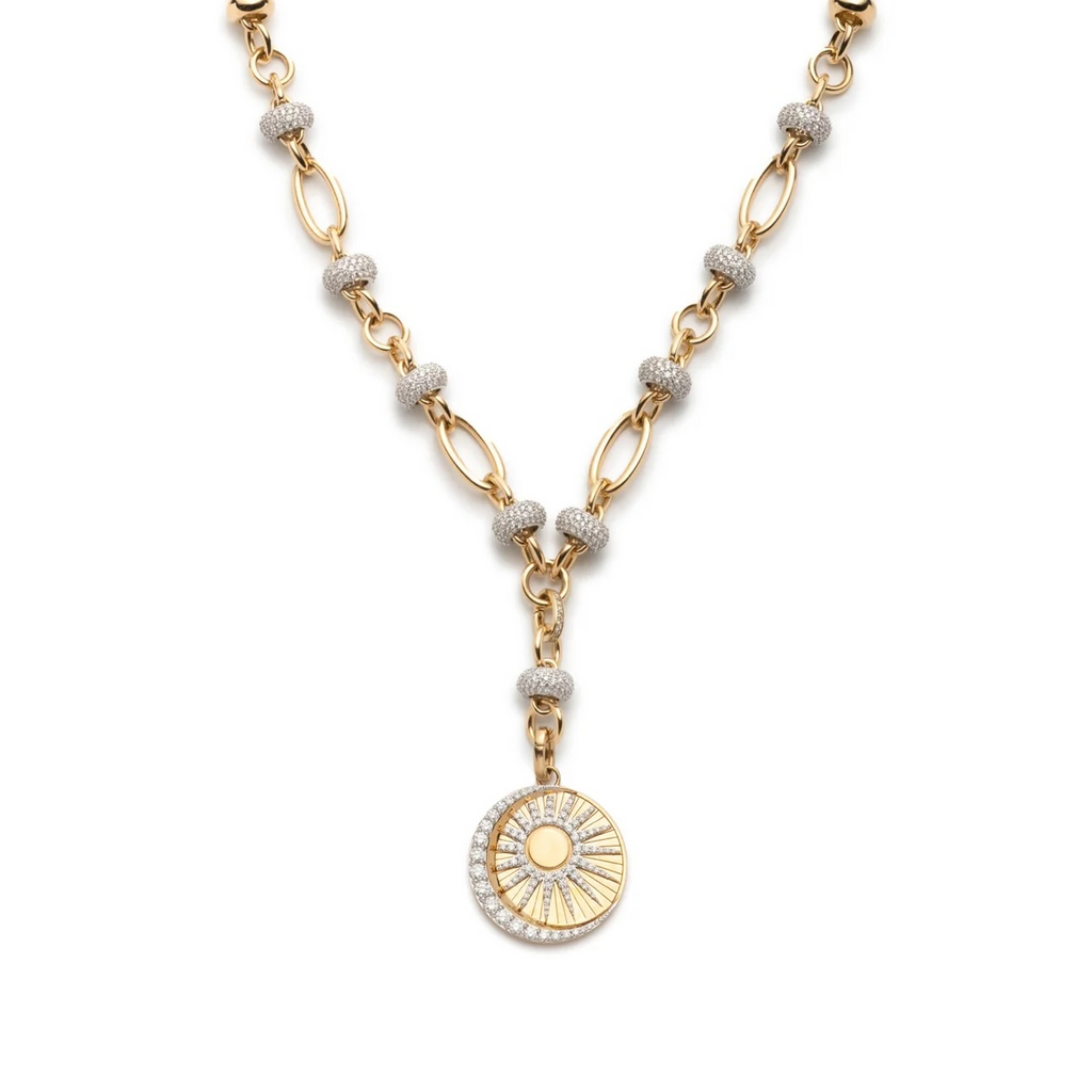 Balance Orbit Extension Necklace : in Yellow Gold with Diamonds view 1