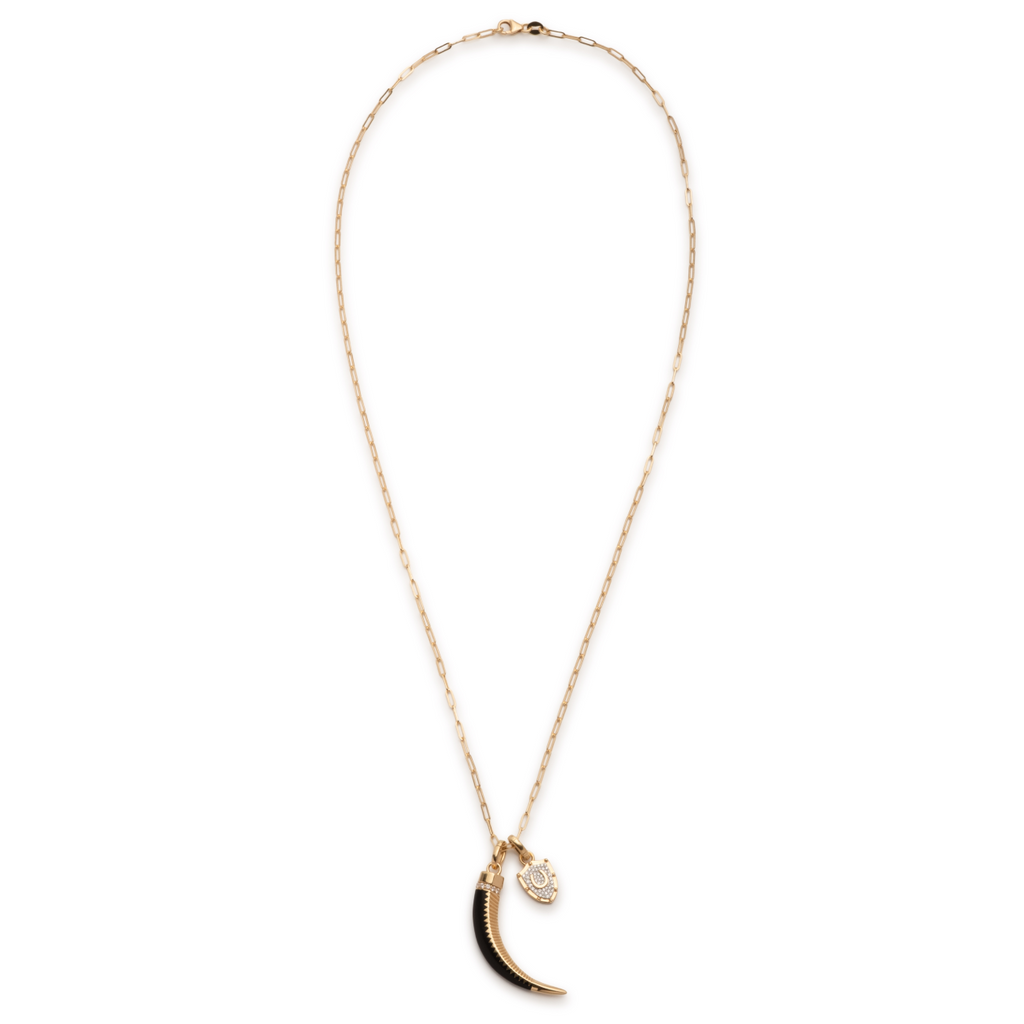18K Yellow Gold Protection and La Loba Claw Super Fine Clip Necklace : in Yellow Gold with Pave Diamonds – FoundRae view 3