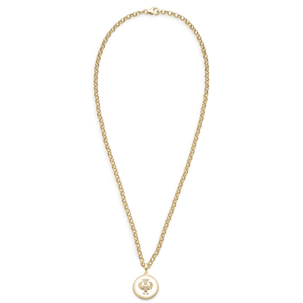 18K Yellow Gold Protection Medium Belcher Necklace : in Yellow Gold with Pave Diamonds – FoundRae view 3