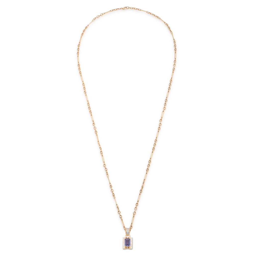 18K Yellow Gold Lovestruck Pierced Tanzanite Fine Mixed Clip Necklace : in Yellow Gold with Diamonds – FoundRae view 3