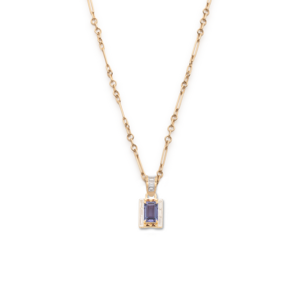 Lovestruck Pierced Tanzanite Fine Mixed Clip Necklace : in Yellow Gold with Diamonds