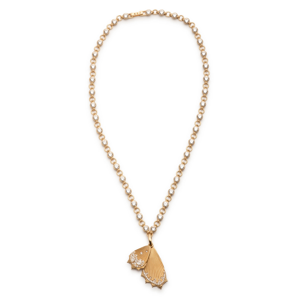 18K Yellow Gold Encrusted Butterfly Wings Diamond Link Rivière Necklace : in Yellow Gold – FoundRae view 2