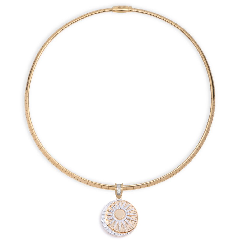 18K Yellow Gold Balance Small Sleek Collar Necklace : in Yellow Gold with Diamonds – FoundRae view 2