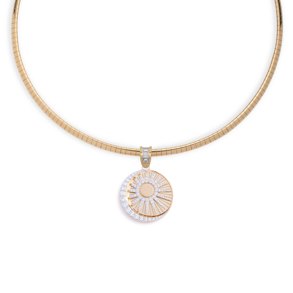 Balance Small Sleek Collar Necklace : in Yellow Gold with Diamonds view 1