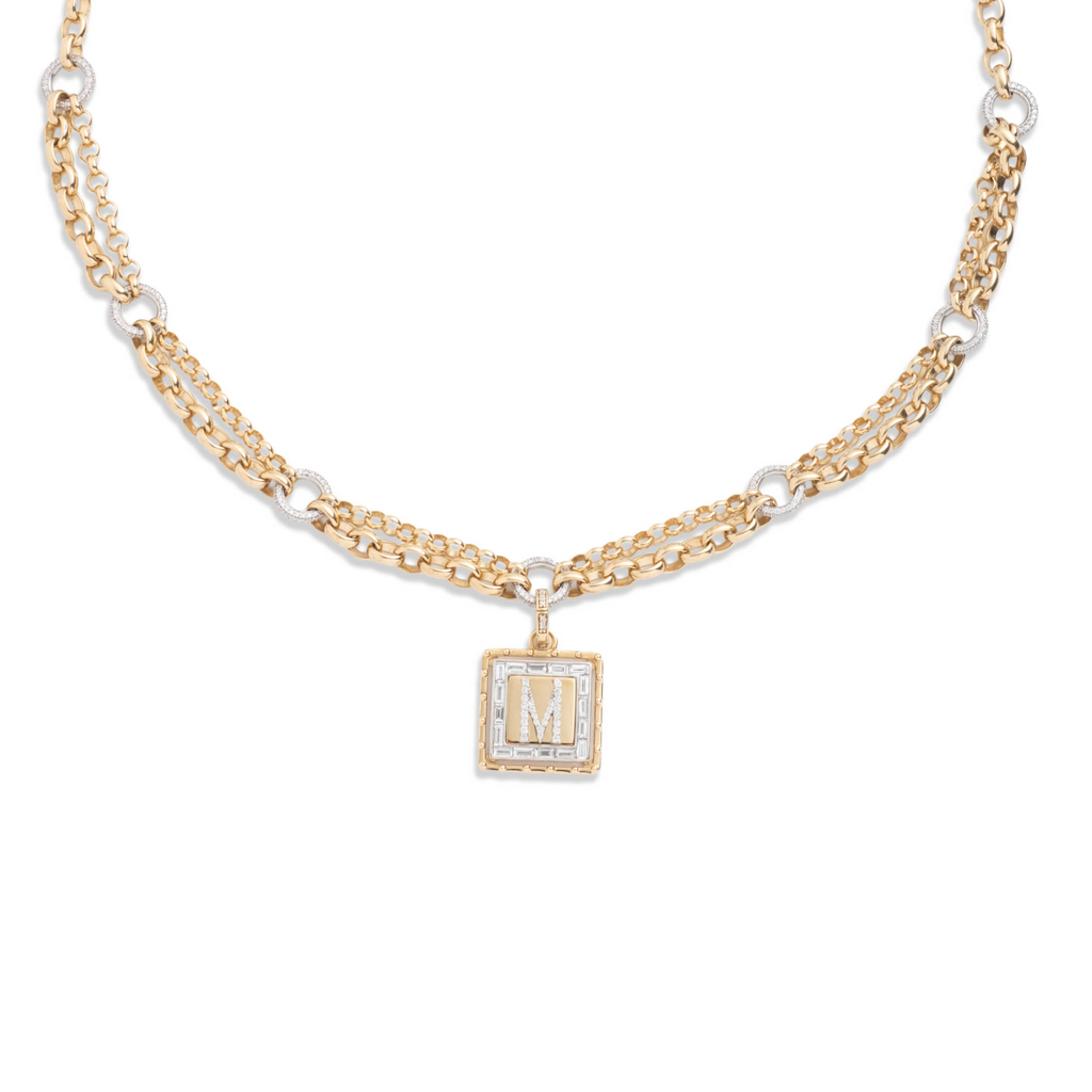 Lovestruck Pierced Baby Pendant Festoon Necklace : in Yellow Gold with Diamonds view 1