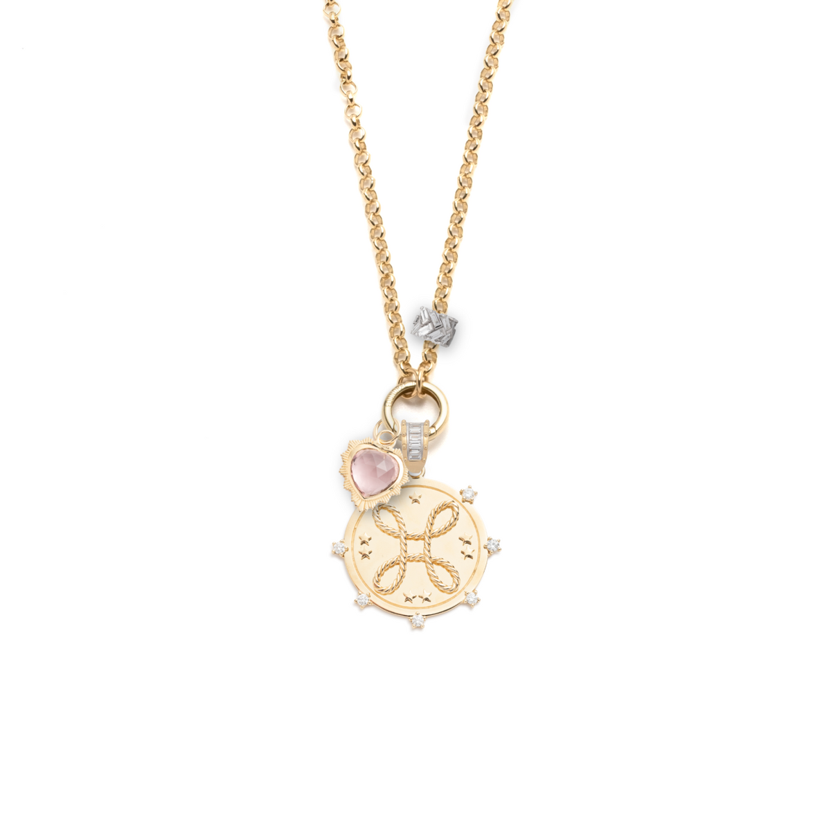 True Love Knot Gold Heart Medallion Necklace | FoundRae in 18K Yellow ...