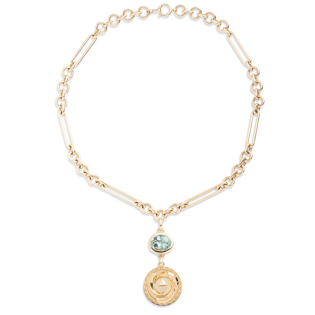 18K Mixed Gold Protection and One-of-a-Kind Green Tourmaline Midsized Mixed Clip Story : in Yellow Gold with Diamonds – FoundRae view 2