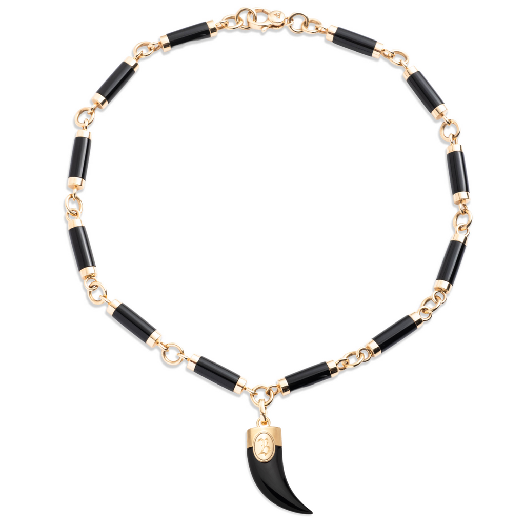 18K Yellow Gold Engravable La Loba Claw Oversized Onyx Stone Necklace : in Yellow Gold – FoundRae view 3