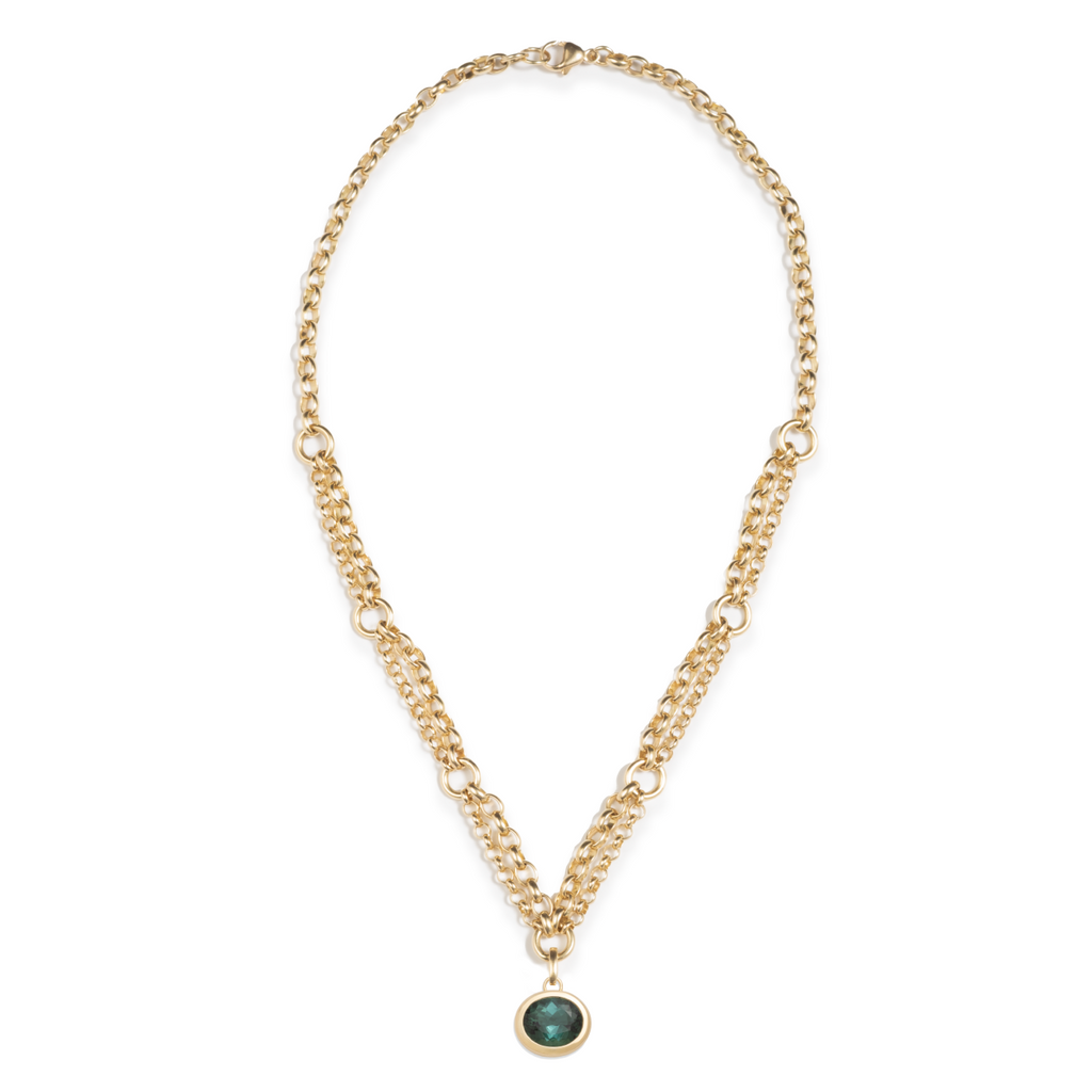 18K Yellow Gold One-of-a-Kind Green Tourmaline Festoon Necklace : in Yellow Gold – FoundRae view 2